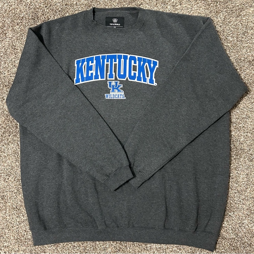 Top of the World Kentucky NCAA Collegiate Appliqué Gray Crewneck Sweatshirt 3 XL
